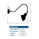 Gooseneck vaporproof wall light dimensions