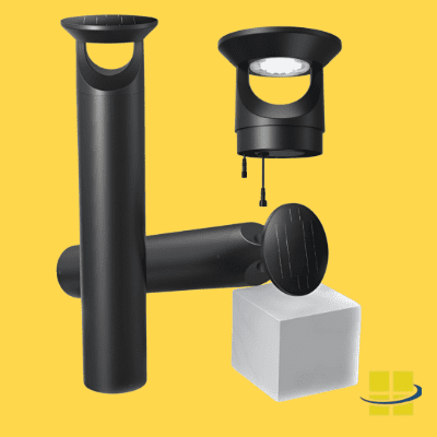 ARCA 3 590nm Amber LED Solar-Powered, Marine Grade Finish Bollard Light