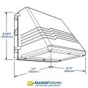 HEZE 25w Turtle & Wildlife Friendly Wall Pack 120-277v EXTREME LIFE dimensions