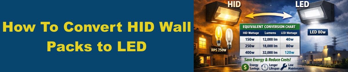 LED-Equivalent-Chart-How-to-Convert-HID-Wall-Packs-to-LED.jpg LED Equivalent Chart showing HID to LED wall pack conversion. Comparison table for 150W, 250W, and 400W HID to 40W, 80W, and 120W LED wattages with lumen outputs.